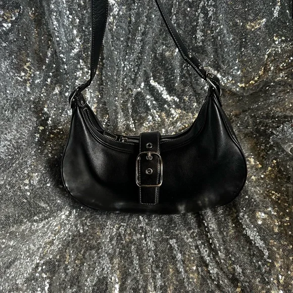 COACH Black Leather Hobo Style Shoulder Bag - Picture 11 of 17